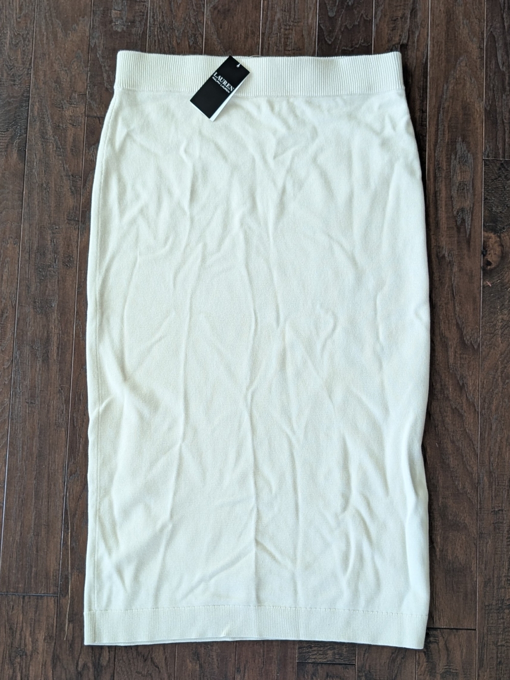 NEW Ralph Lauren Off-White Knit Pencil Skirt Large